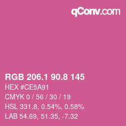 カラーコード: RGB 206.1 90.8 145 | qconv.com