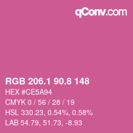 カラーコード: RGB 206.1 90.8 148 | qconv.com