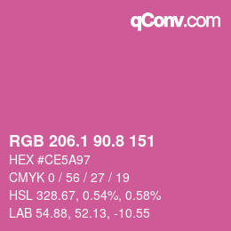 カラーコード: RGB 206.1 90.8 151 | qconv.com