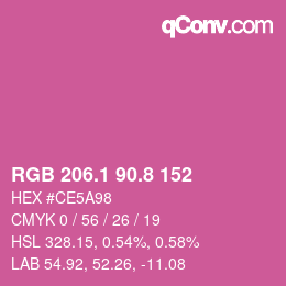 カラーコード: RGB 206.1 90.8 152 | qconv.com