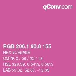カラーコード: RGB 206.1 90.8 155 | qconv.com