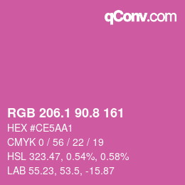 カラーコード: RGB 206.1 90.8 161 | qconv.com