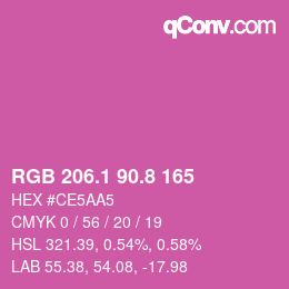 カラーコード: RGB 206.1 90.8 165 | qconv.com
