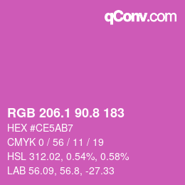 カラーコード: RGB 206.1 90.8 183 | qconv.com
