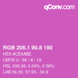 カラーコード: RGB 206.1 90.8 190 | qconv.com