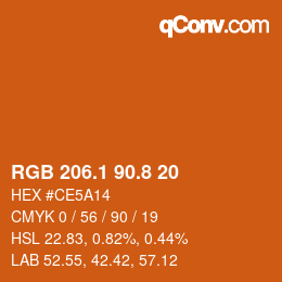 Color code: RGB 206.1 90.8 20 | qconv.com