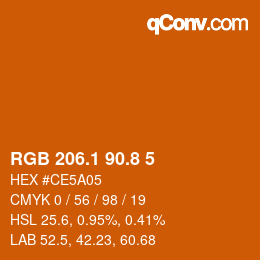 Color code: RGB 206.1 90.8 5 | qconv.com