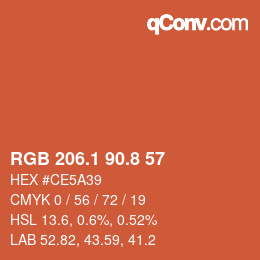カラーコード: RGB 206.1 90.8 57 | qconv.com