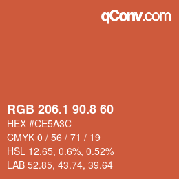 Color code: RGB 206.1 90.8 60 | qconv.com