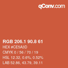 Color code: RGB 206.1 90.8 61 | qconv.com