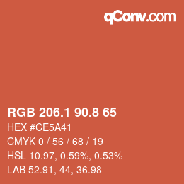 カラーコード: RGB 206.1 90.8 65 | qconv.com