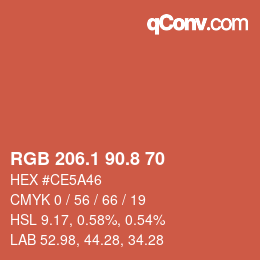 Color code: RGB 206.1 90.8 70 | qconv.com