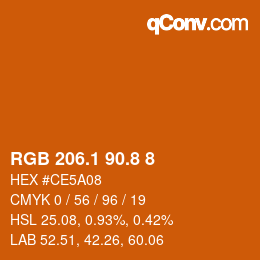 Color code: RGB 206.1 90.8 8 | qconv.com