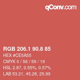 Color code: RGB 206.1 90.8 85 | qconv.com