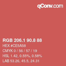 カラーコード: RGB 206.1 90.8 88 | qconv.com