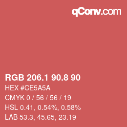 Color code: RGB 206.1 90.8 90 | qconv.com
