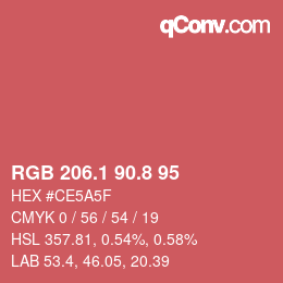 カラーコード: RGB 206.1 90.8 95 | qconv.com