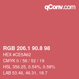 カラーコード: RGB 206.1 90.8 98 | qconv.com