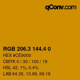 カラーコード: RGB 206.3 144.4 0 | qconv.com