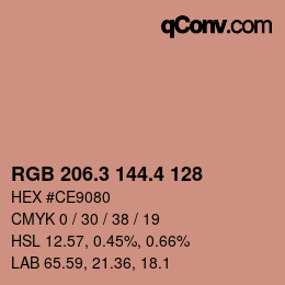カラーコード: RGB 206.3 144.4 128 | qconv.com