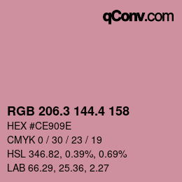 カラーコード: RGB 206.3 144.4 158 | qconv.com