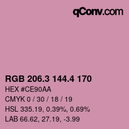 カラーコード: RGB 206.3 144.4 170 | qconv.com