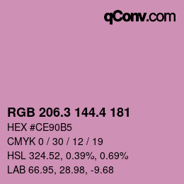 カラーコード: RGB 206.3 144.4 181 | qconv.com
