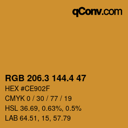 カラーコード: RGB 206.3 144.4 47 | qconv.com