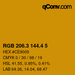 カラーコード: RGB 206.3 144.4 5 | qconv.com