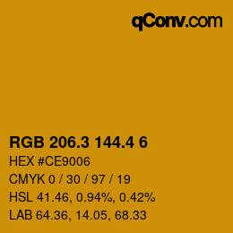 カラーコード: RGB 206.3 144.4 6 | qconv.com