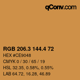 カラーコード: RGB 206.3 144.4 72 | qconv.com