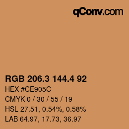カラーコード: RGB 206.3 144.4 92 | qconv.com