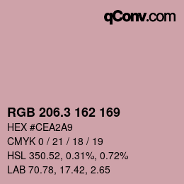 カラーコード: RGB 206.3 162 169 | qconv.com