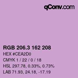 カラーコード: RGB 206.3 162 208 | qconv.com
