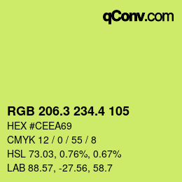 カラーコード: RGB 206.3 234.4 105 | qconv.com