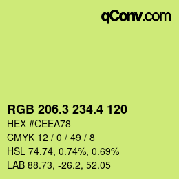 カラーコード: RGB 206.3 234.4 120 | qconv.com