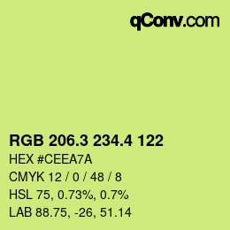 カラーコード: RGB 206.3 234.4 122 | qconv.com
