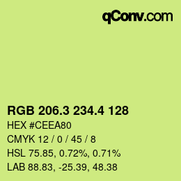 カラーコード: RGB 206.3 234.4 128 | qconv.com