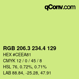 カラーコード: RGB 206.3 234.4 129 | qconv.com