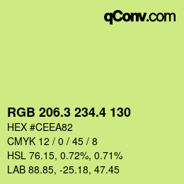 カラーコード: RGB 206.3 234.4 130 | qconv.com