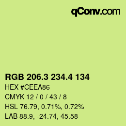 カラーコード: RGB 206.3 234.4 134 | qconv.com