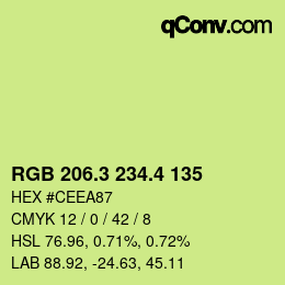 カラーコード: RGB 206.3 234.4 135 | qconv.com