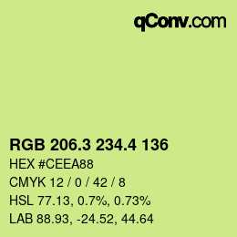 カラーコード: RGB 206.3 234.4 136 | qconv.com