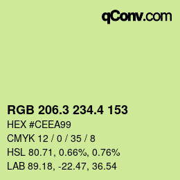 カラーコード: RGB 206.3 234.4 153 | qconv.com
