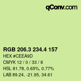 カラーコード: RGB 206.3 234.4 157 | qconv.com