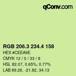 カラーコード: RGB 206.3 234.4 158 | qconv.com