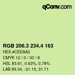 カラーコード: RGB 206.3 234.4 163 | qconv.com