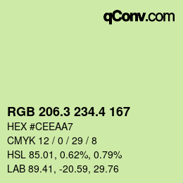 カラーコード: RGB 206.3 234.4 167 | qconv.com