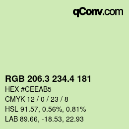 カラーコード: RGB 206.3 234.4 181 | qconv.com