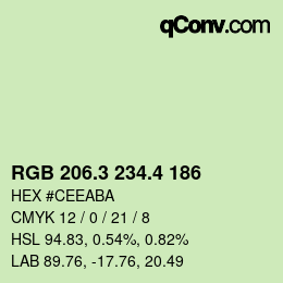 カラーコード: RGB 206.3 234.4 186 | qconv.com